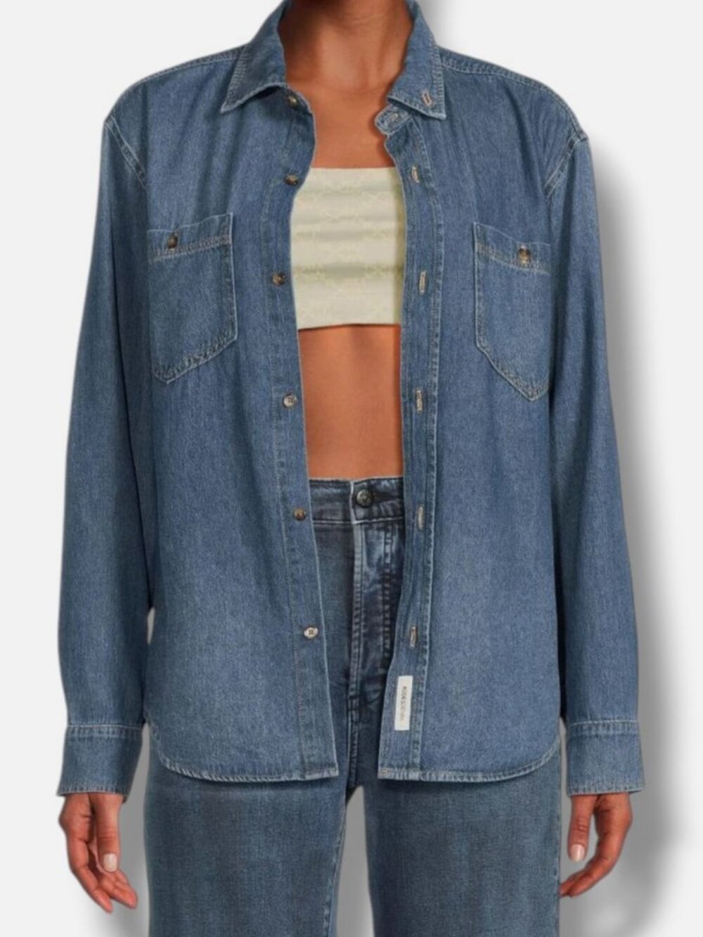 Rüdes Denim Women’s Blue Faded Cotton Denim Shirt Jacket Size M